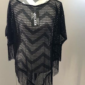 🏖New Gorgeous knitted fringed Poncho cover up